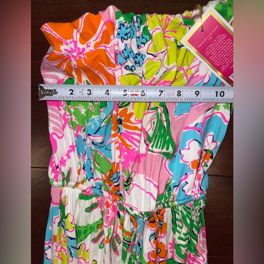 Lilly Pulitzer Strapless Floral Maxi Dress in Pastel Pink, Green, Yellow - Picture 5 of 8